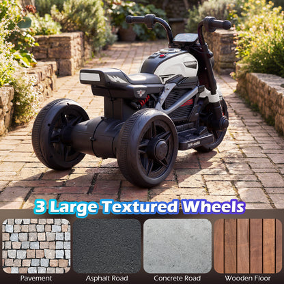 6V Kids Electric Motorcycle with LED Headlight and Music for Toddlers Aged 3-5, White Powered Ride On Toys at Gallery Canada