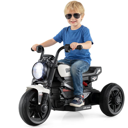 6V Kids Electric Motorcycle with LED Headlight and Music for Toddlers Aged 3-5, White Powered Ride On Toys at Gallery Canada