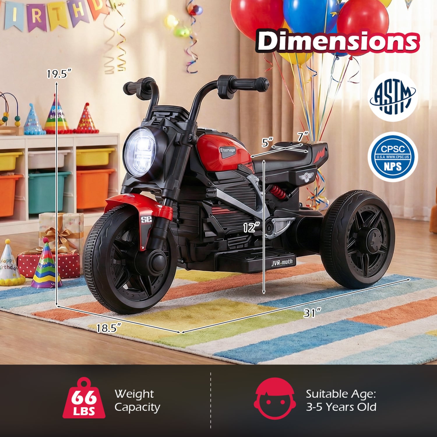 6V Kids Electric Motorcycle with LED Headlight and Music for Toddlers Aged 3-5, Red Powered Ride On Toys at Gallery Canada