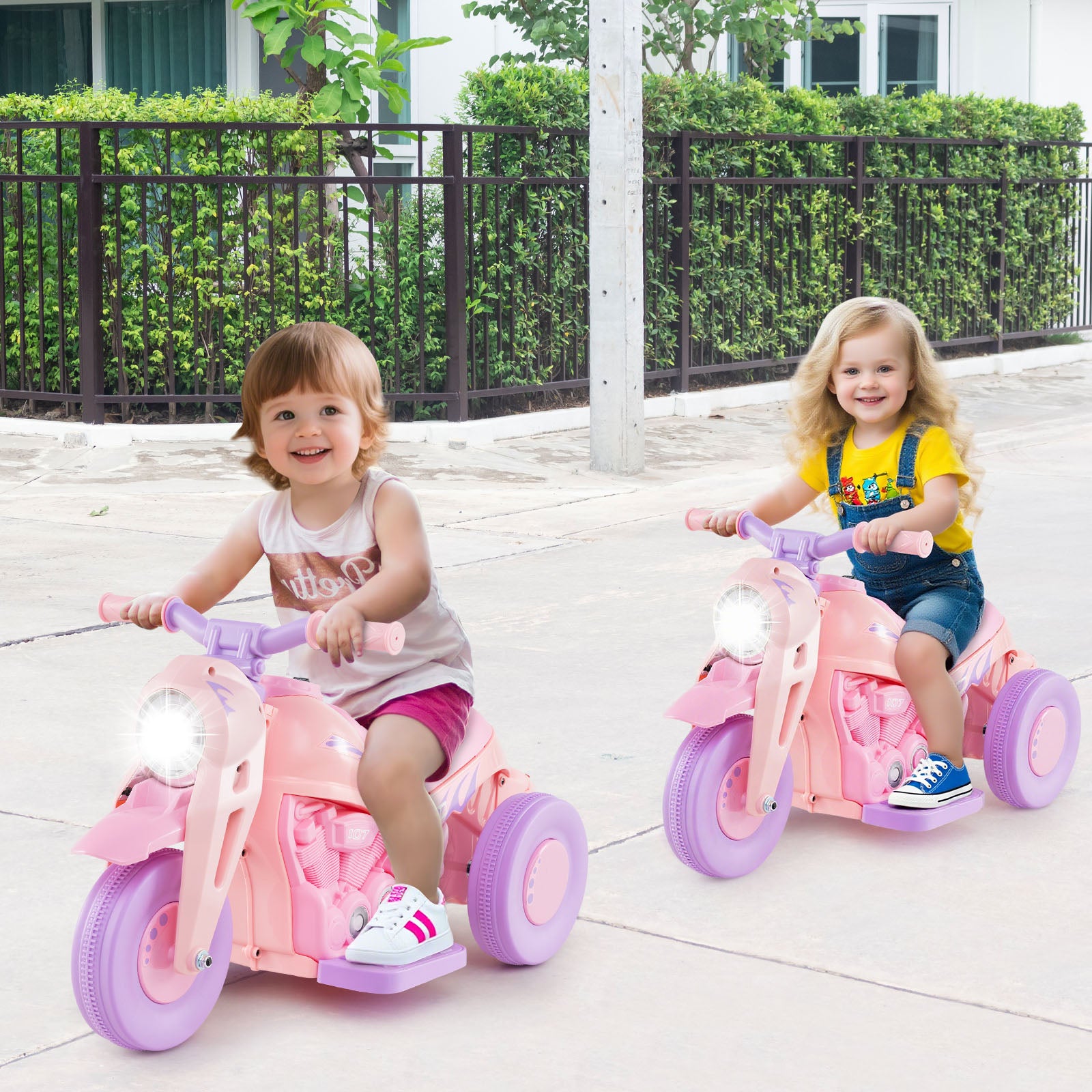6V Kids Electric Ride on Motorcycle with Bubble Maker and Music-Pink and Purple, Pink & Purple Powered Ride On Toys at Gallery Canada