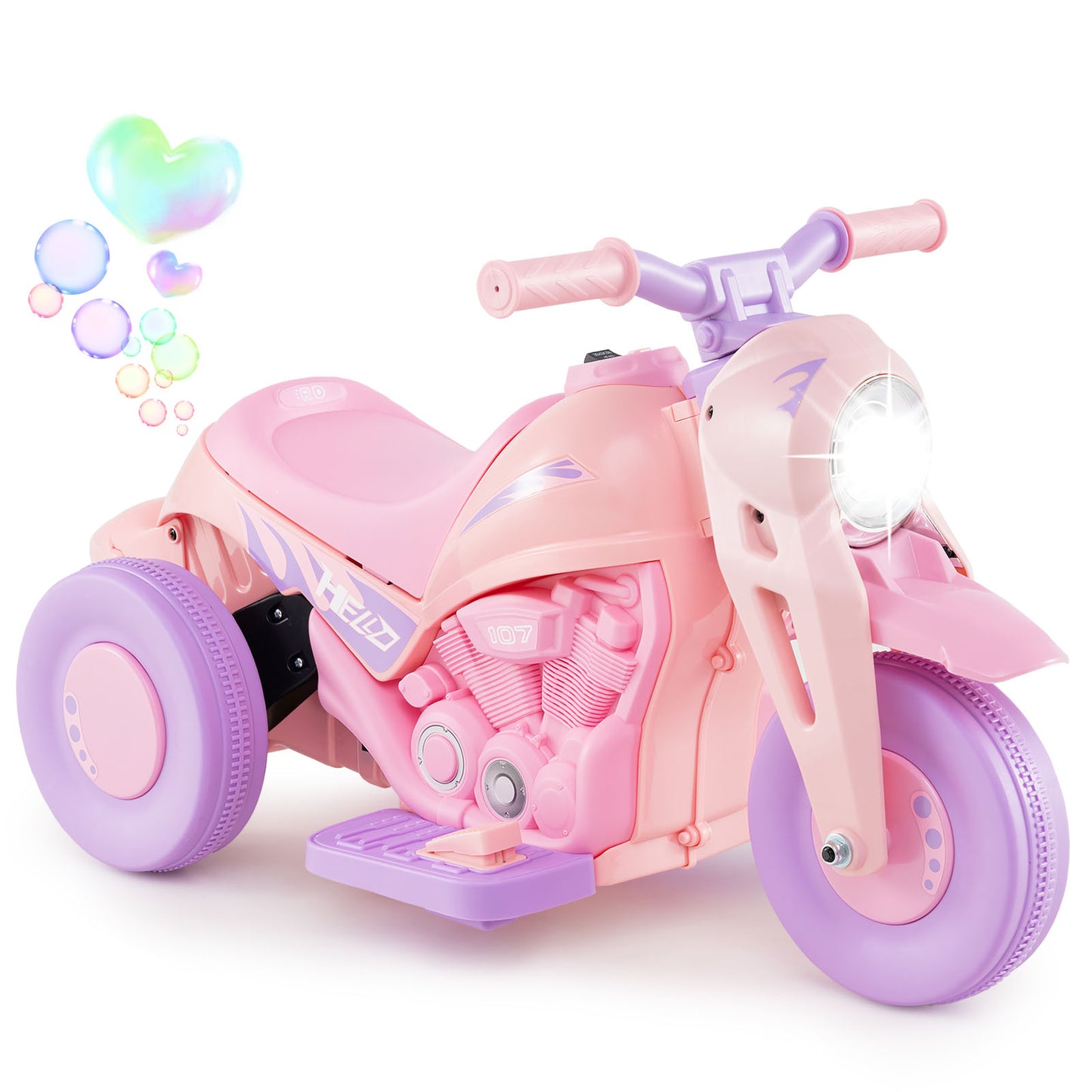 6V Kids Electric Ride on Motorcycle with Bubble Maker and Music-Pink and Purple, Pink & Purple Powered Ride On Toys at Gallery Canada