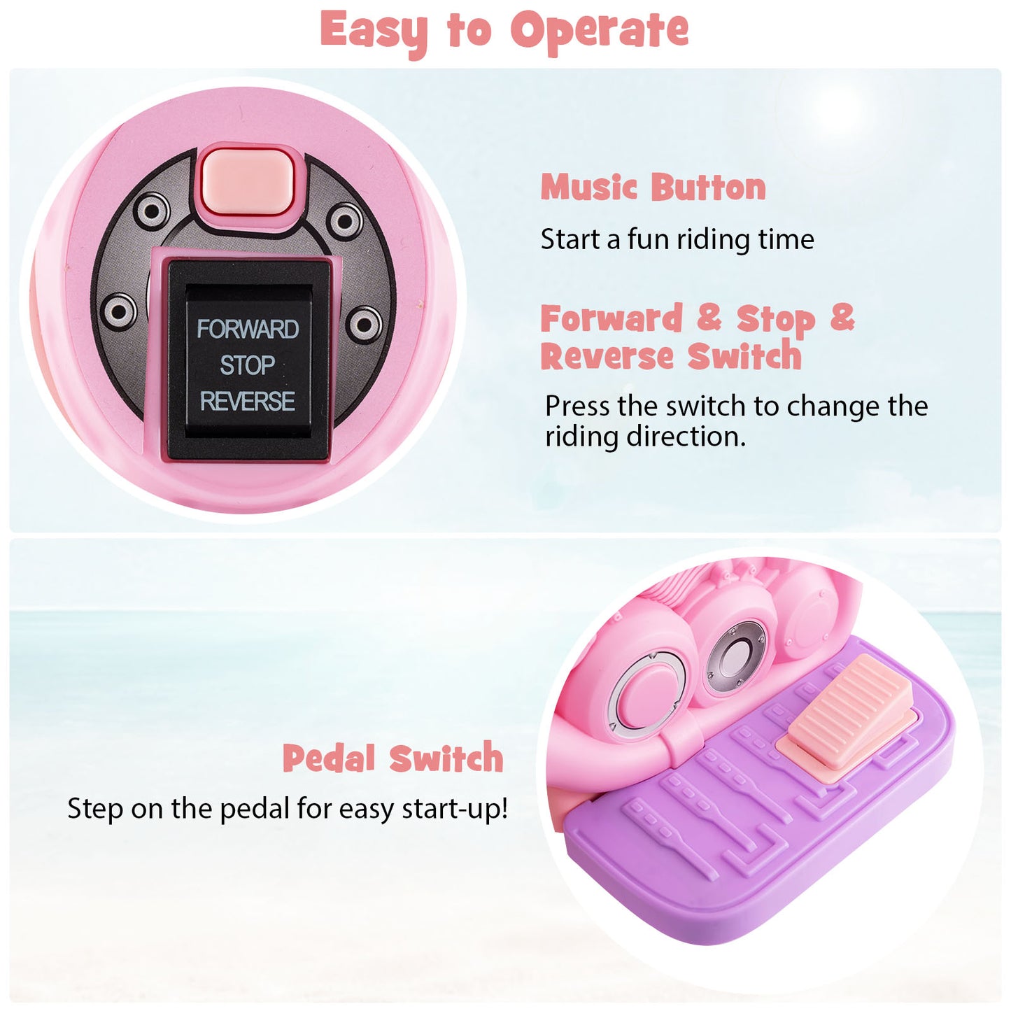 6V Kids Electric Ride on Motorcycle with Bubble Maker and Music-Pink and Purple, Pink & Purple Powered Ride On Toys at Gallery Canada