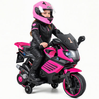 6V Kids Motorcycle With Headlights, Music, Detachable Training Wheels, Pink Powered Ride On Toys at Gallery Canada