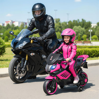 6V Kids Motorcycle With Headlights, Music, Detachable Training Wheels, Pink Powered Ride On Toys at Gallery Canada