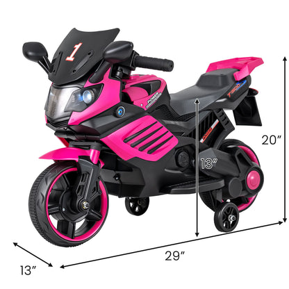 6V Kids Motorcycle With Headlights, Music, Detachable Training Wheels, Pink Powered Ride On Toys at Gallery Canada