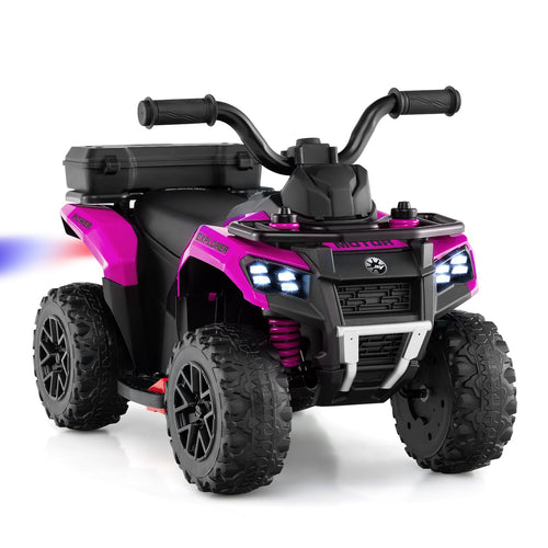 6V Kids Ride On ATV With Spray Function, Storage Box, Music, Pink