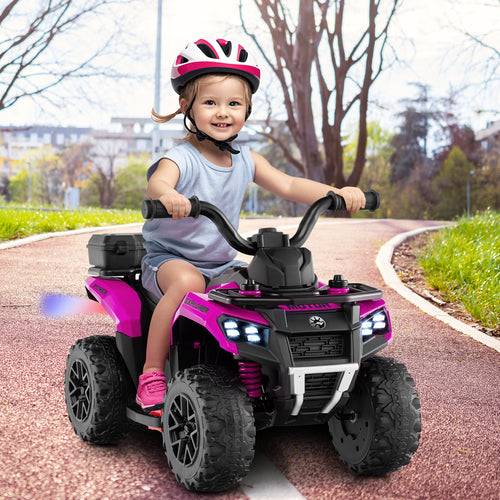 6V Kids Ride On ATV With Spray Function, Storage Box, Music, Pink
