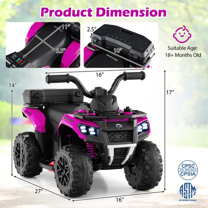 6V Kids Ride On ATV With Spray Function, Storage Box, Music, Pink Powered Ride On Toys at Gallery Canada