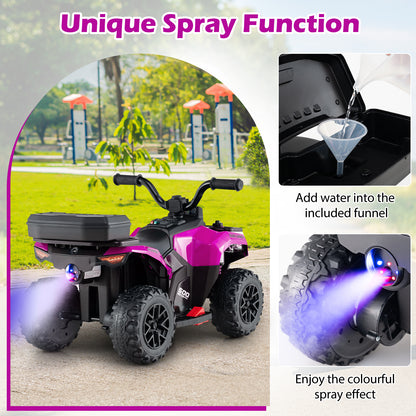 6V Kids Ride On ATV With Spray Function, Storage Box, Music, Pink Powered Ride On Toys at Gallery Canada
