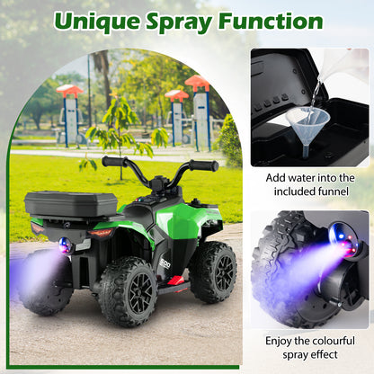 6V Kids Ride On ATV, Spray Function, Storage Box, Music, Green Powered Ride On Toys at Gallery Canada