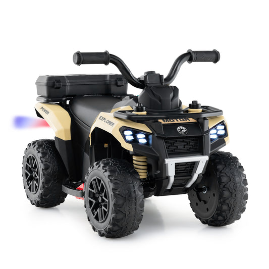 6V Kids Ride On ATV, Spray Function, Storage Box, Music, Khaki Powered Ride On Toys Khaki at Gallery Canada
