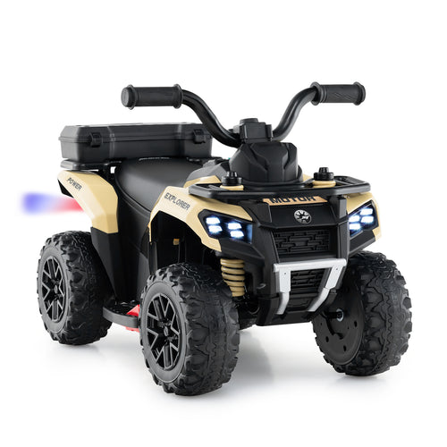 6V Kids Ride On ATV, Spray Function, Storage Box, Music, Khaki