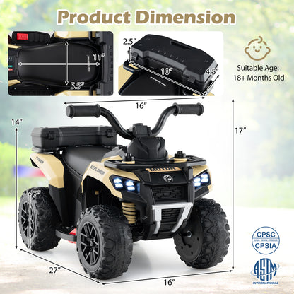 6V Kids Ride On ATV, Spray Function, Storage Box, Music, Khaki Powered Ride On Toys at Gallery Canada