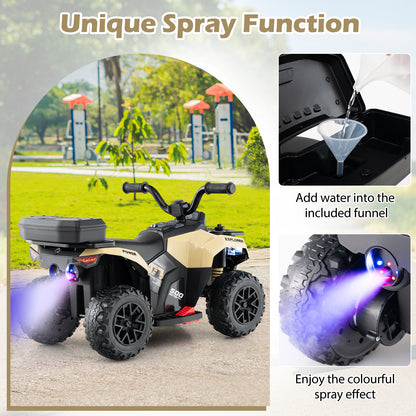 6V Kids Ride On ATV, Spray Function, Storage Box, Music, Khaki Powered Ride On Toys at Gallery Canada