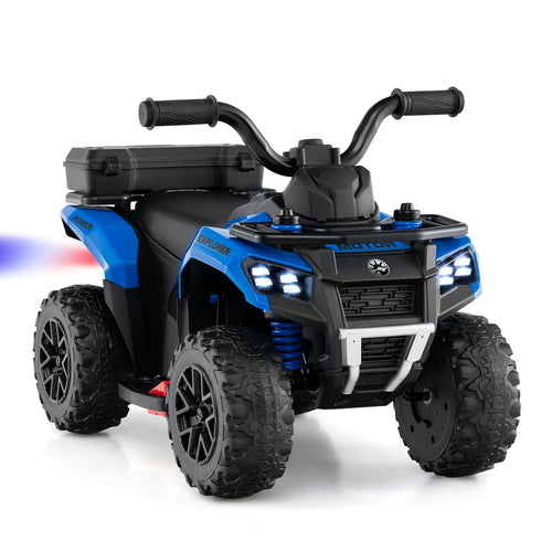6V Kids Ride On ATV With Spray Function, Storage Box, Music, Blue
