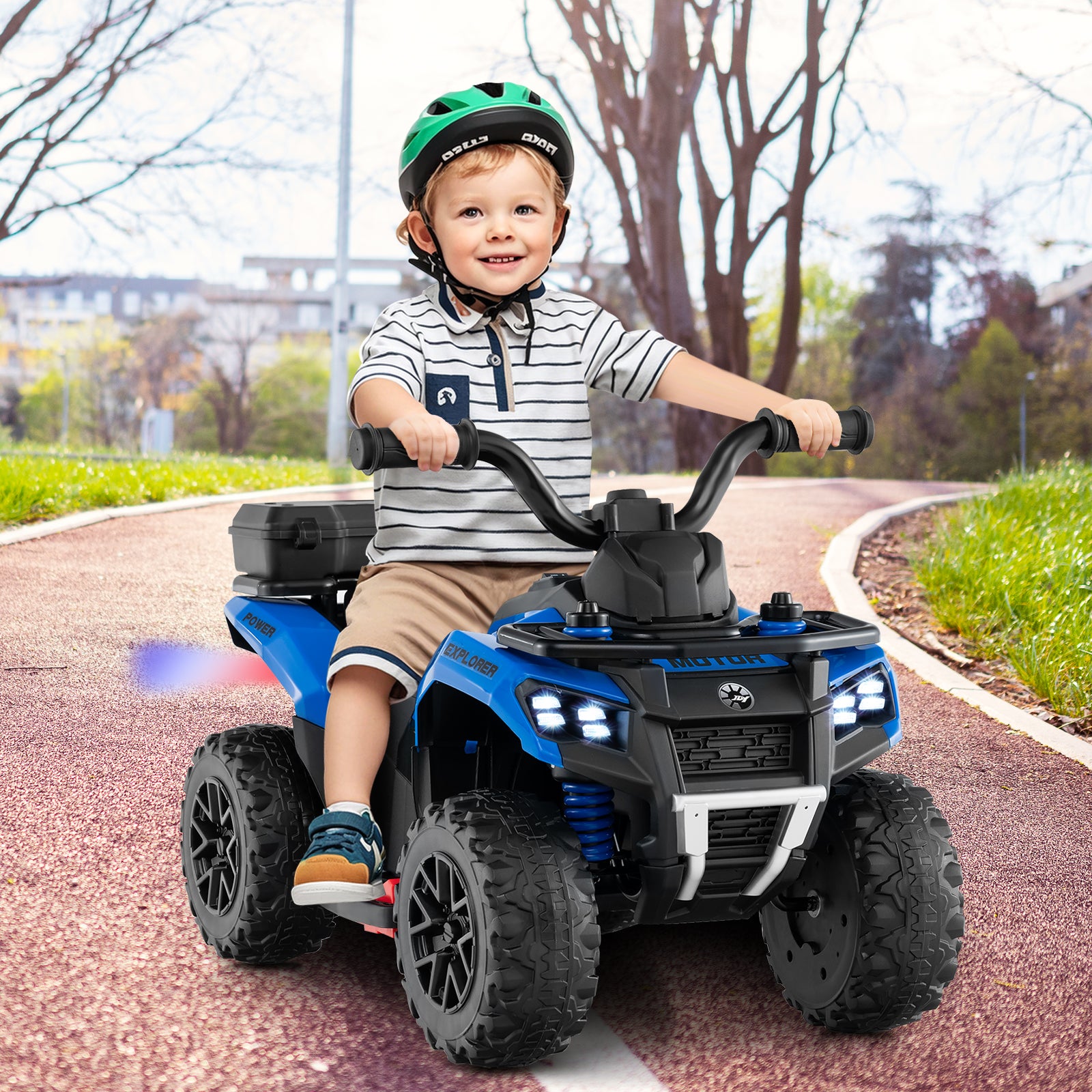 6V Kids Ride On ATV With Spray Function, Storage Box, Music, Blue Powered Ride On Toys at Gallery Canada