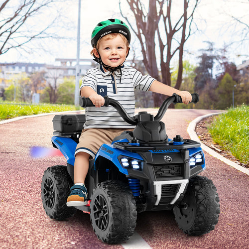 6V Kids Ride On ATV With Spray Function, Storage Box, Music, Blue