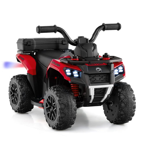 6V Kids Ride On ATV, Spray Function, Storage Box, Music, Red