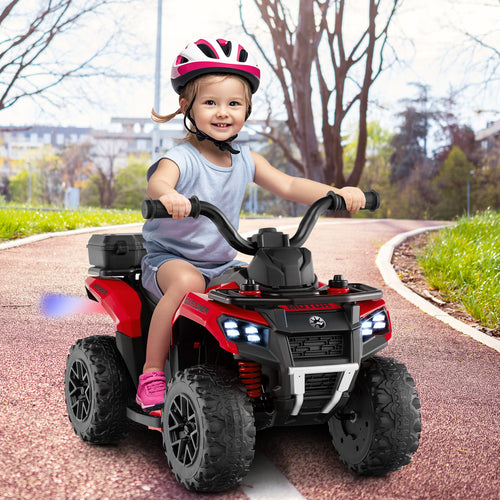 6V Kids Ride On ATV, Spray Function, Storage Box, Music, Red