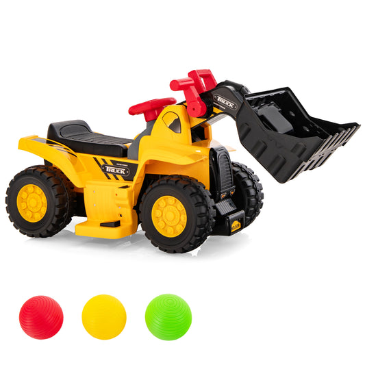 6V Kids Ride On Bulldozer, Folding Basketball Hoop, Yellow Powered Ride On Toys Yellow at Gallery Canada