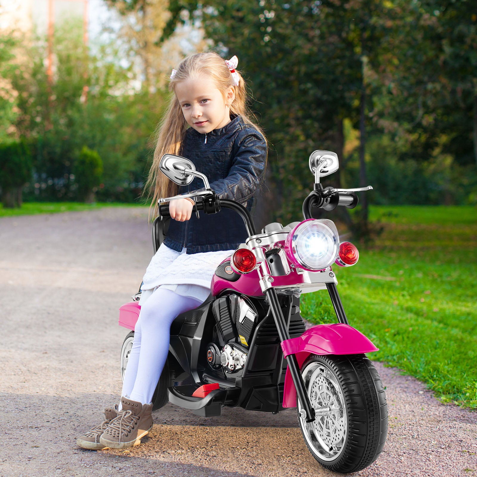 6V Powered Toddler 3-Wheel Motorbike Ride On Toy with Horn and Headlight, Hot Pink Powered Ride On Toys at Gallery Canada