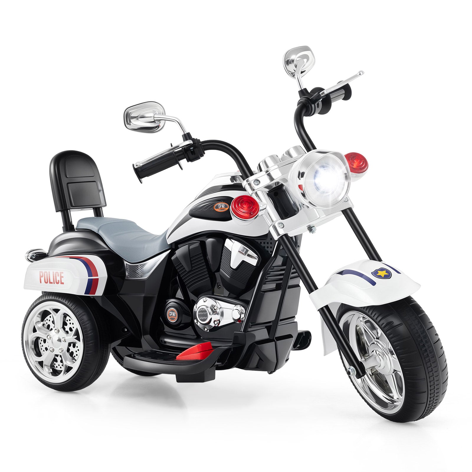 6V Toddler Ride On Motorbike, 3-Wheel, Horn, Headlight, Black And White Powered Ride On Toys at Gallery Canada