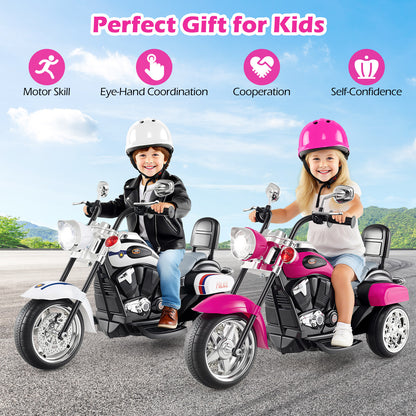 6V Powered Toddler 3-Wheel Motorbike Ride On Toy with Horn and Headlight-Black and White, Black & White Powered Ride On Toys at Gallery Canada