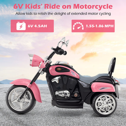 6V Powered Toddler 3-Wheel Motorbike Ride On Toy with Horn and Headlight, Heart Pink Powered Ride On Toys at Gallery Canada