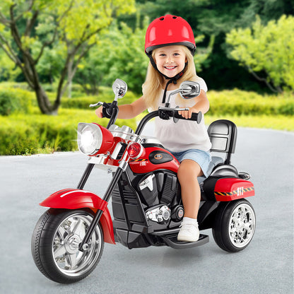 6V Powered Toddler 3-Wheel Motorbike Ride On Toy with Horn and Headlight, Black & Red Powered Ride On Toys at Gallery Canada