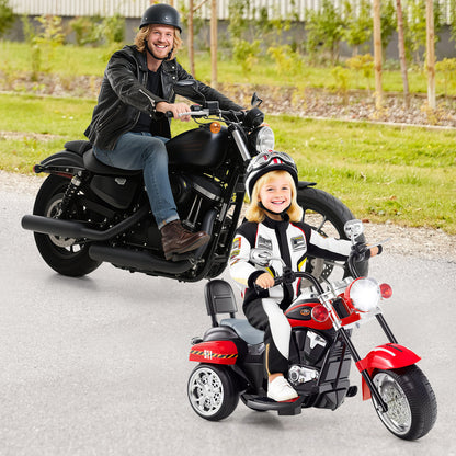 6V Powered Toddler 3-Wheel Motorbike Ride On Toy with Horn and Headlight, Black & Red Powered Ride On Toys at Gallery Canada