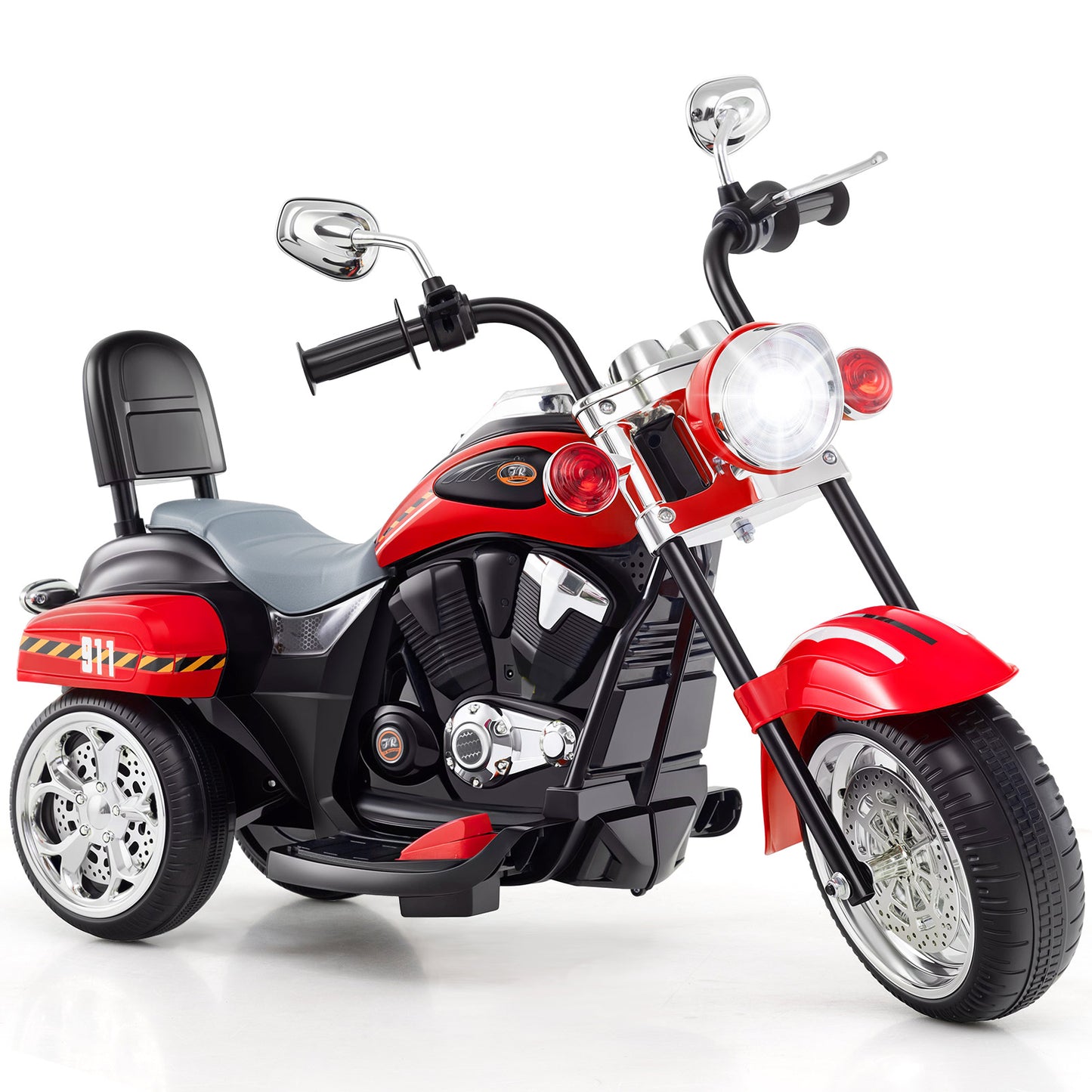 6V Powered Toddler 3-Wheel Motorbike Ride On Toy with Horn and Headlight, Black & Red Powered Ride On Toys at Gallery Canada
