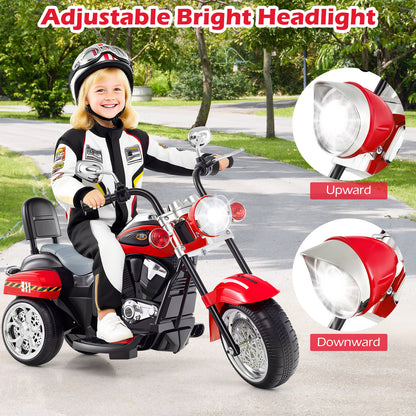 6V Powered Toddler 3-Wheel Motorbike, Red, Black Powered Ride On Toys at Gallery Canada