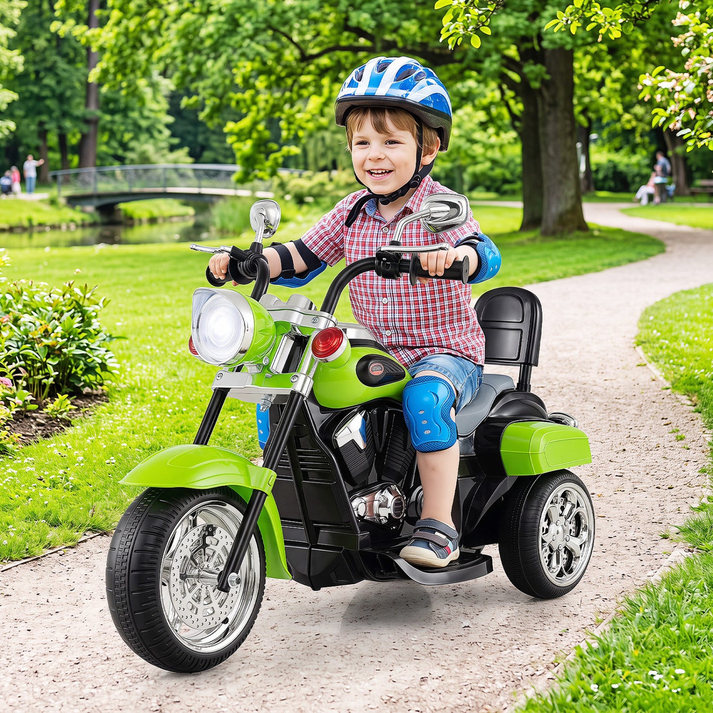 6V Toddler 3-Wheel Motorbike Ride On with Horn, Headlight, Green