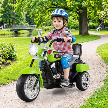 6V Toddler 3-Wheel Motorbike Ride On with Horn, Headlight, Green