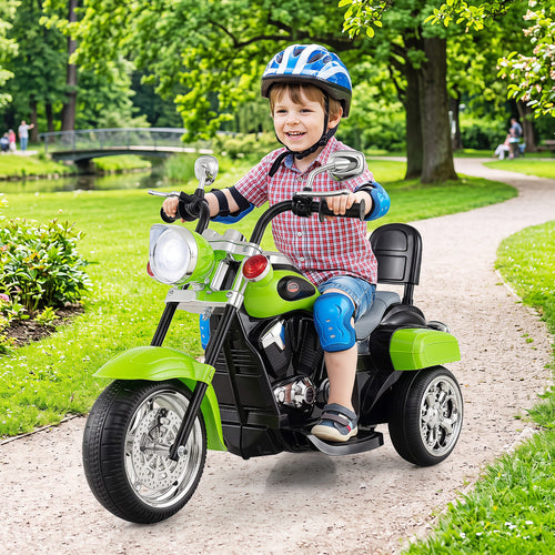 6V Toddler 3-Wheel Motorbike Ride On with Horn, Headlight, Green