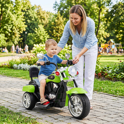 6V Toddler 3-Wheel Motorbike Ride On with Horn, Headlight, Green