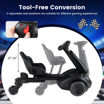 6V Ride-On Drift Car with Lights, Adjustable Seat, Black
