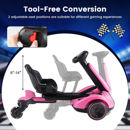 6V Ride-on Drift Car, Lights, Adjustable Seat, Pink