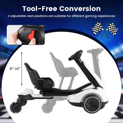 6V Ride-On Drift Car, Lights, Adjustable Seat, White