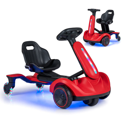 6V Ride-On Drift Car, Lights, Adjustable Seat, Red