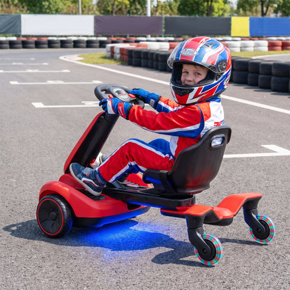 6V Ride-On Drift Car, Lights, Adjustable Seat, Red