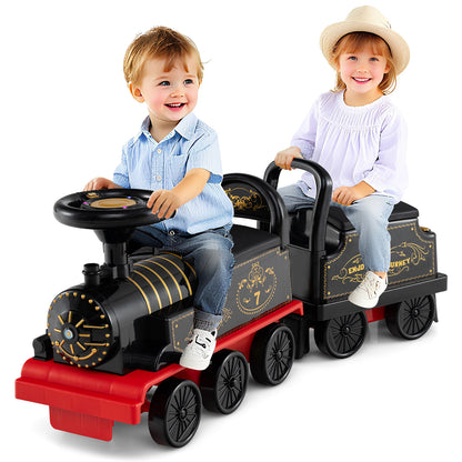 6V Ride On Train, 2-Seater With Carriage, Flashing LED Lights, Black Powered Ride On Toys at Gallery Canada