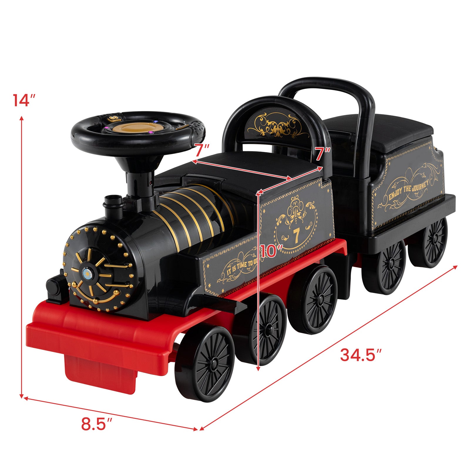 6V Ride On Train, 2-Seater With Carriage, Flashing LED Lights, Black Powered Ride On Toys at Gallery Canada