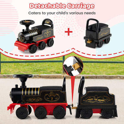6V Ride On Train, 2-Seater With Carriage, Flashing LED Lights, Black Powered Ride On Toys at Gallery Canada