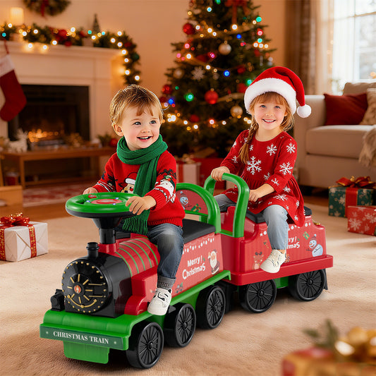 6V Ride On Train 2-Seater With Carriage, Flashing LED Lights, Green Powered Ride On Toys Green at Gallery Canada