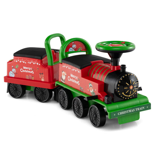 6V Ride On Train 2-Seater With Carriage, Flashing LED Lights, Green