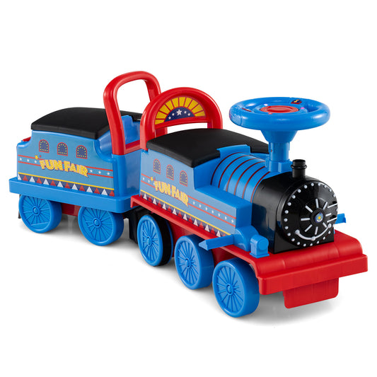 6V Ride On Train 2-Seater, Carriage, Flashing LED Lights, Blue Powered Ride On Toys Blue at Gallery Canada