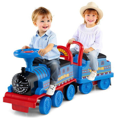 6V Ride On Train 2-Seater, Carriage, Flashing LED Lights, Blue Powered Ride On Toys at Gallery Canada