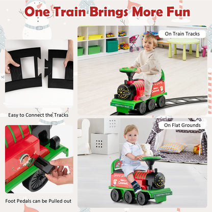 6V Toddler Ride On Train Combo: Track Ride & 2-Seater Carriage Set, Green Powered Ride On Toys at Gallery Canada