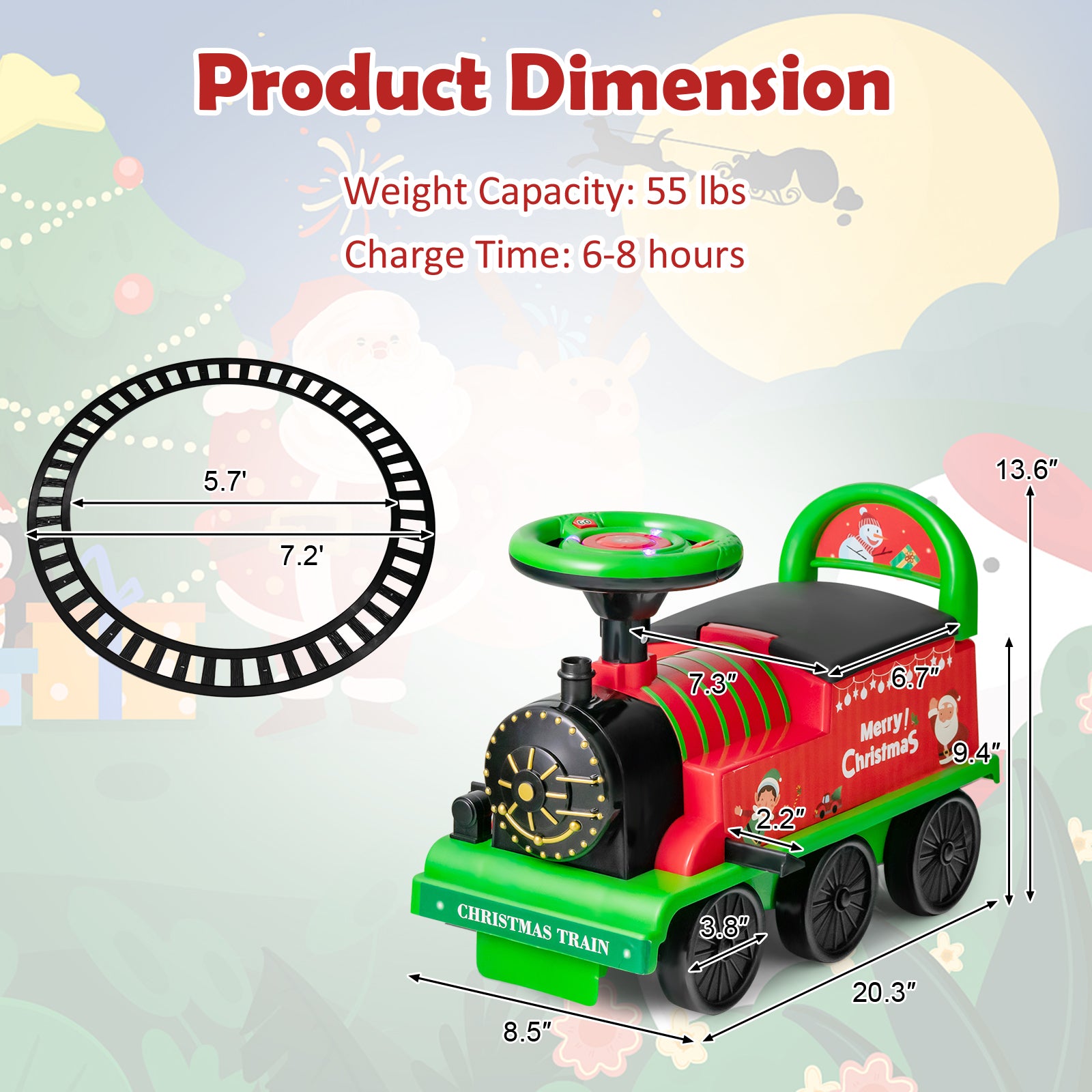 6V Toddler Ride On Train Combo: Track Ride & 2-Seater Carriage Set, Green Powered Ride On Toys at Gallery Canada